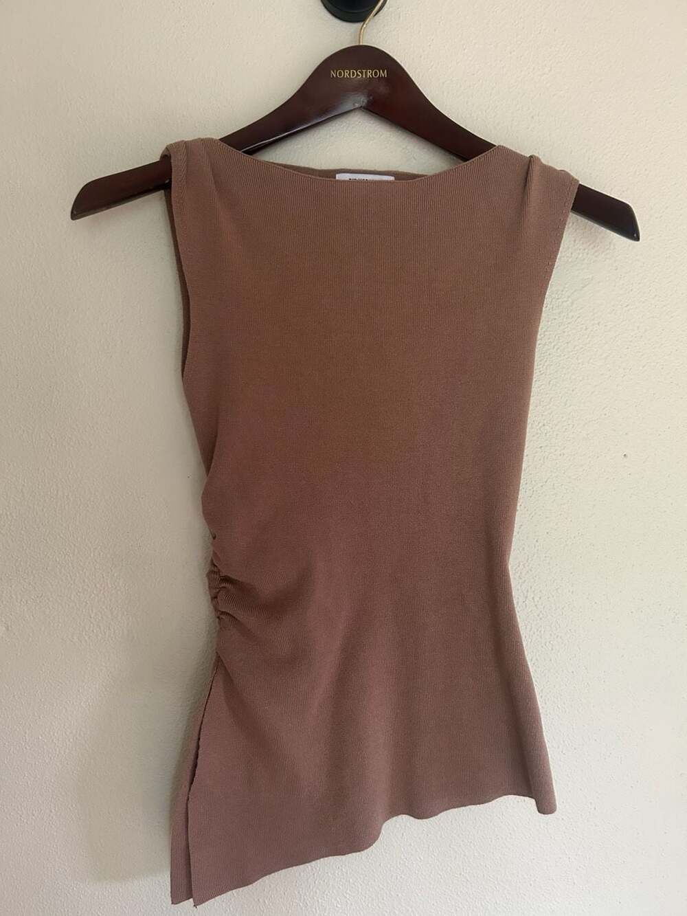 The Workshop Knit Sleeveless Ruched Asymmetrical Tank Top